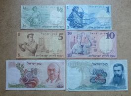 Lot ++ 6 Stück Banknoten aus Israel