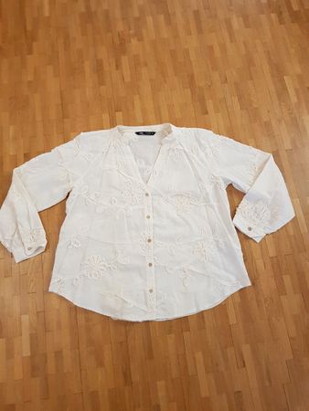 Chemisier Zara blanc écru en coton brodé - Taille M - neuf