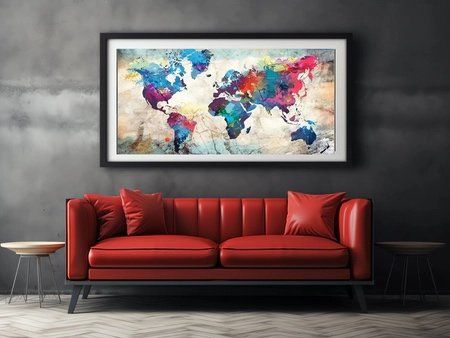 DIY 5D Diamond Painting Weltkarte Vintage – Komplettset 50x70 Cm Mit Diamanten, Werkzeug (ohne Rahmen)