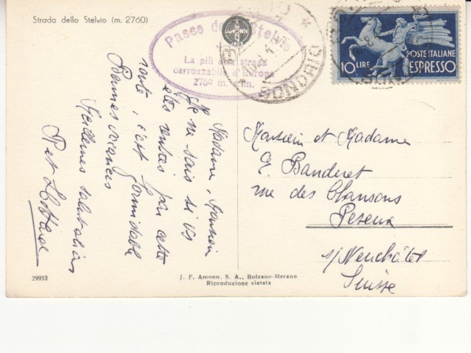 Cartoline postali: Stelvio Pass 1945 – Usato da Bürglen TG venduto da StampGraf 1