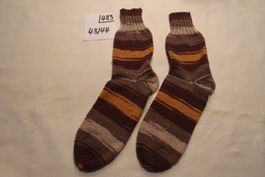 Warme Wollsocken gestreift Gr. 43/44 Handgestrickt  (483)