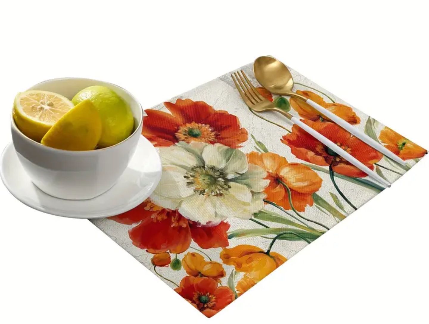 Sottobicchieri: 4-teiliges Blumen-Leinen-Tischset – Nuovo e nell'imballaggio originale da Wagenhausen venduto da M.Sieg 2