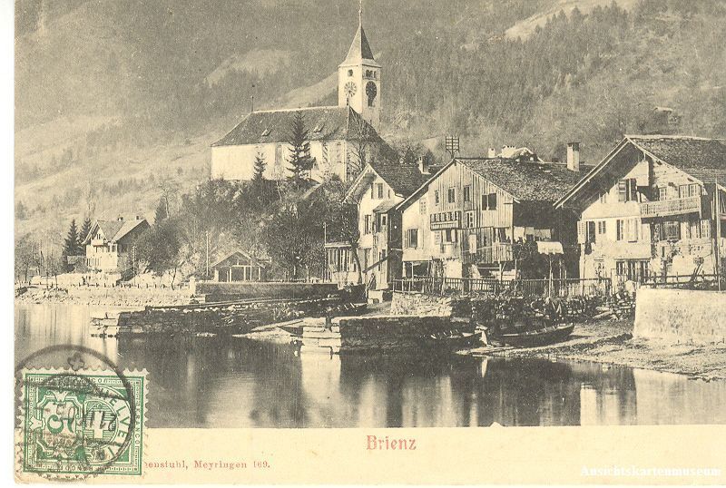 Cartoline postali: Brienz - vom See her + 1905 – Usato da Emmenbrücke venduto da teestube
