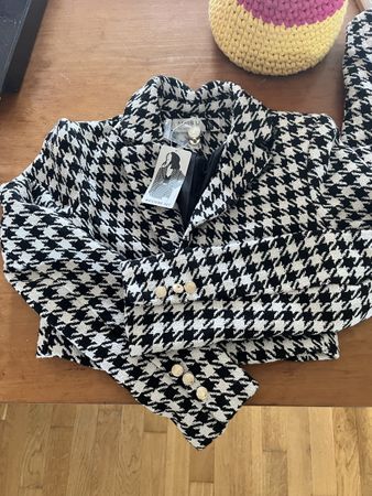 Kurzer Anzug Houndstooth weiss  schwarz grösse S