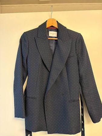 Sandro Set (Blazer + Hose) ? dunkelblau gemustert, gebraucht