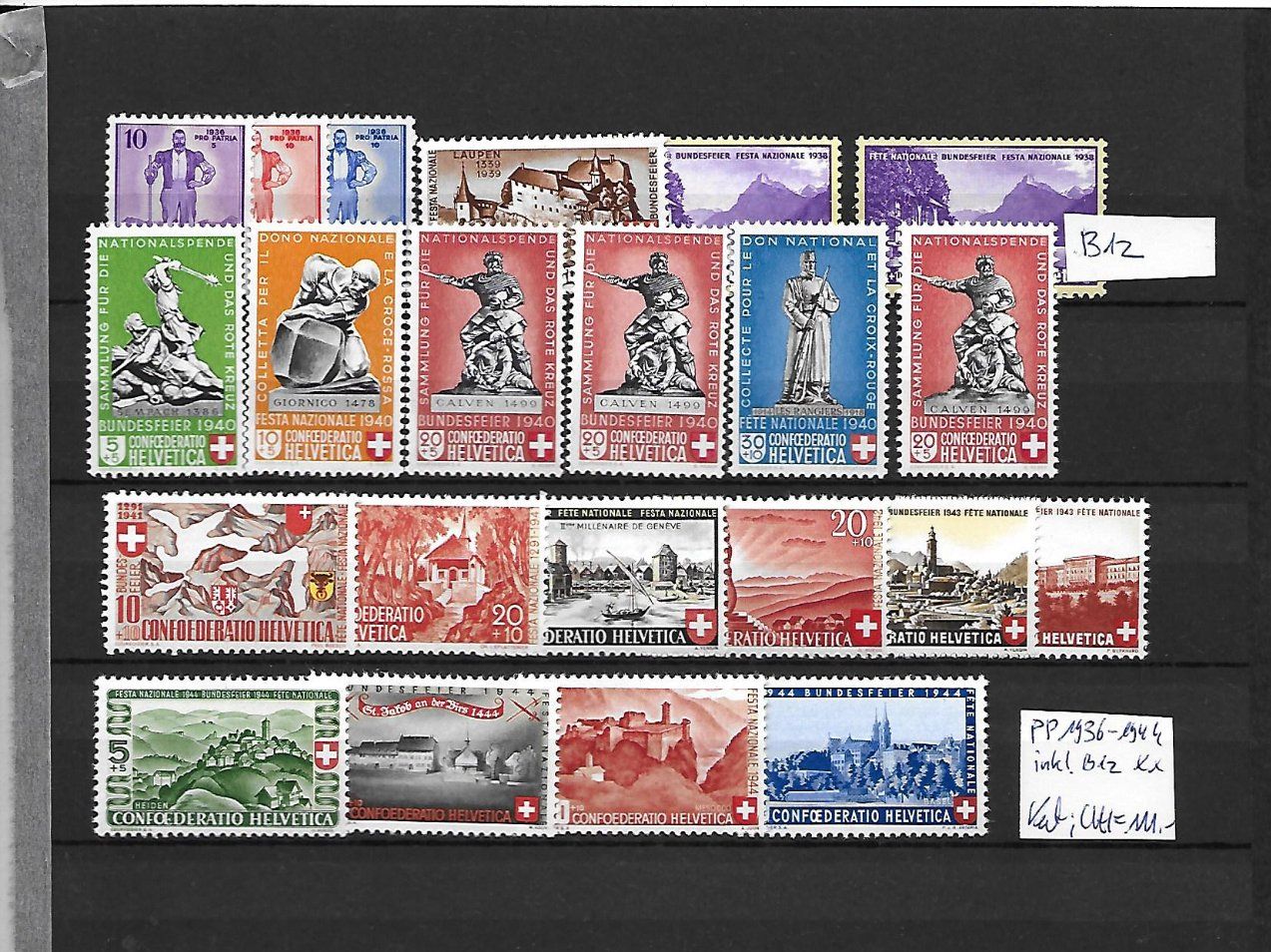 Tutti i francobolli: PP 1936 - 1944 inkl. B1z ** Kat: CHF 111.- – Nuovo (secondo la descrizione) da Basel venduto da Ilp