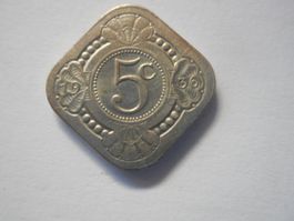 1936  5 Cents  Niederlande  -unz  sehr selten