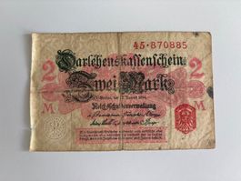 Historischer 2 Mark Geldschein - Rarität aus dem Jahr 1914