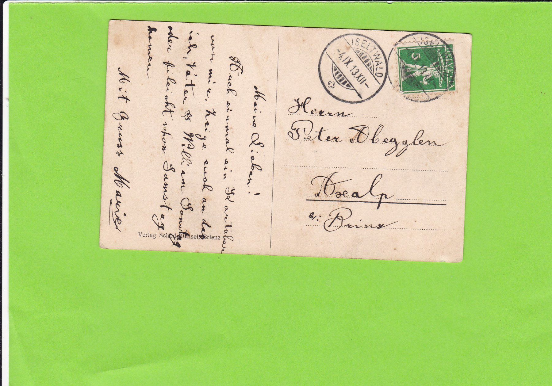 Cartoline postali: Iseltwald am Brienzersee-Niesenkette – Usato da St. Peterzell venduto da neckertal 1