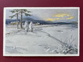 Ansichtskarte Winterlandschaft mit Haus und Handschrift 1941