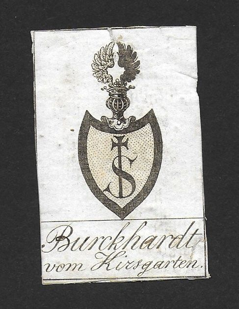 Incisioni: Ex-libris héraldique BURCKHARDT VOM KIRSGARTEN, Basel – Usato da Farvagny-le-Grand venduto da OlivierFurrer