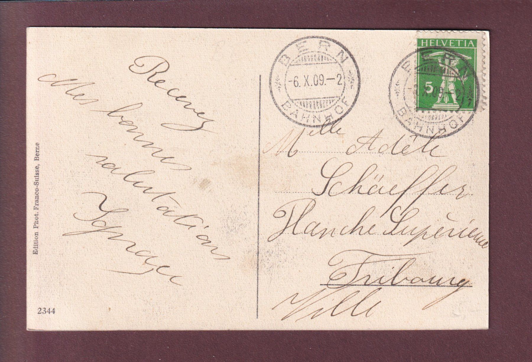Cartoline postali: BERN - Weltpostverein-Denkmal - 1909 – Usato da Pully venduto da nicecards 1