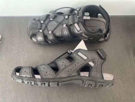 GEOX SCHUHE/SANDALEN GR.46 Renespa / LEDER schwarz neu/OVP