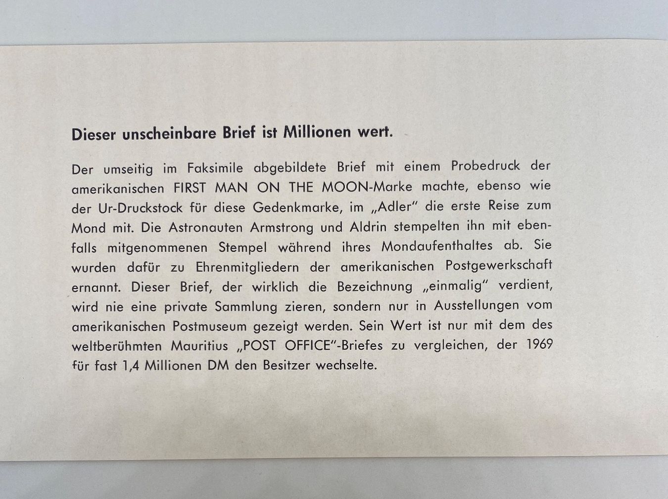 Tutti i francobolli: First Man on the Moon - Ersttagsbrief 1969 USA – Usato da Dietlikon venduto da Raffels 2