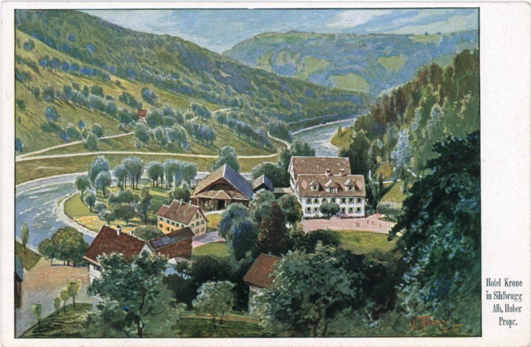 Ansichtskarten: Sihlbrugg   ZH    mit Hôtel KRONE – Gebraucht aus Brig von Valcards54