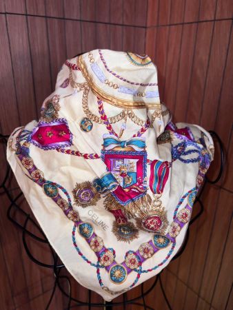 CELINE Vintage Tuch Gold Ornament 51x51