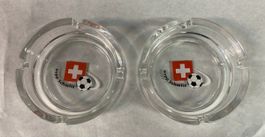 2 Aschenbecher Glas, Schweiz Fussball Hopp Schwiiz Deko