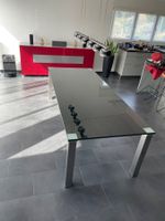 Esstisch Glas mit Edelstahlfüssen 240x100