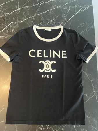 Celine T-Shirt schwarz weiss Logo Baumwolle Grösse M