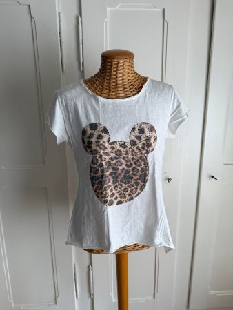 T-Shirt weiss mit Print und Strass M