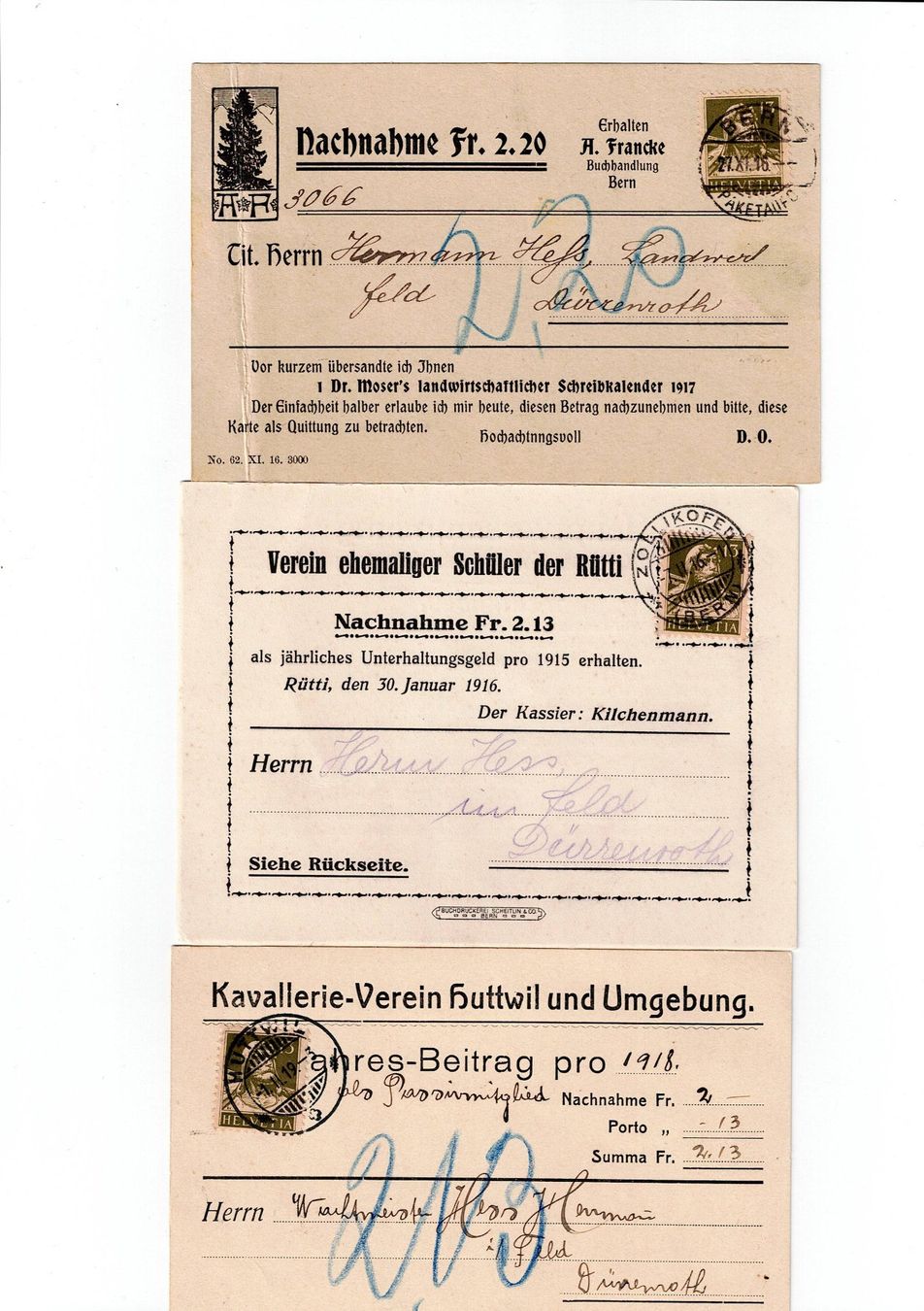 Alle Briefmarken: Schweiz, 17 Belege 1913 bis 1919 – Gebraucht aus Hinteregg von McCharly01 6
