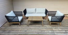 Gartenlounge Set mit Beistelltisch(Eukalyptus/Schnur Lounge)