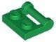 Lego Green Plate, Modified 1 x 2 with Bar Handle 12 Stück