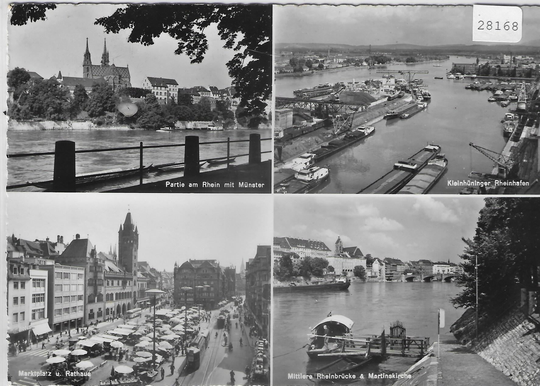 Cartoline postali: Basel - Münster, Rheinhafen, Marktplatz, – Usato da Ettingen venduto da Kartenplanet