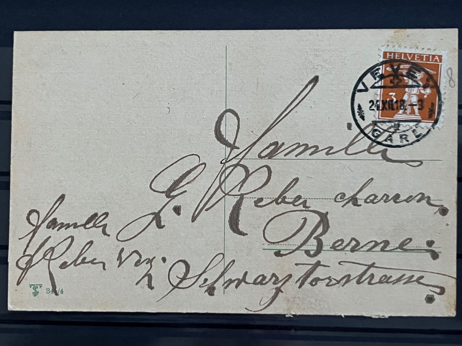 Cartoline postali: Ansichtskarte, Vevey nach Bern, 1918 – Usato da Romanshorn venduto da luxcollect 1