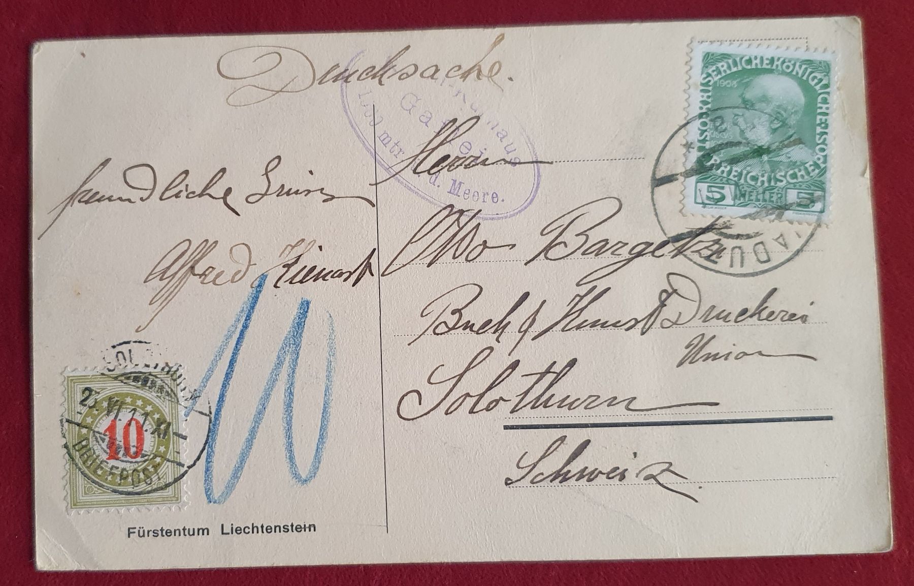 Cartoline postali: Silum bei Gaflei 1911 – Usato da Kreuzlingen venduto da Rschweiz1 1