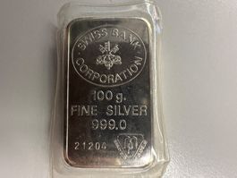 100g Silberbarren Swiss Bank
