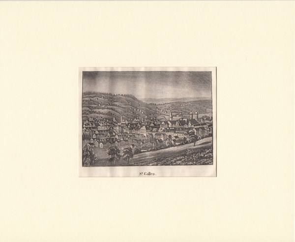 Stiche: ST. GALLEN, AQUATINTA UM 1840 – Antik aus Grüningen von Kartensammler 1