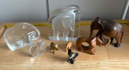 Elefanten Figuren Set Glas Holz Metall gebraucht