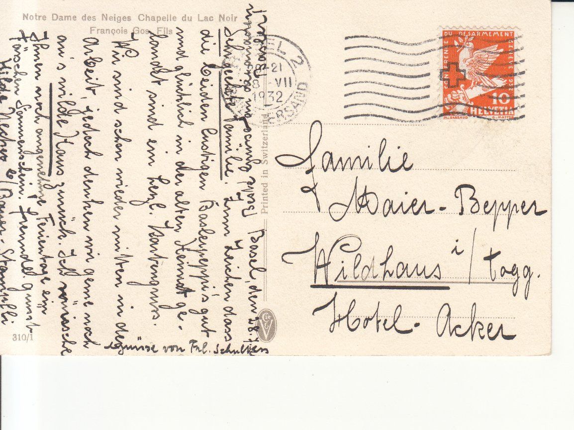 Ansichtskarten: Lac Noir Chapelle 1932 – Gebraucht aus Bürglen TG von StampGraf 1