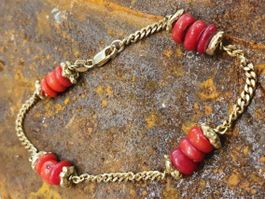Designer Korallen - Armband in Gelbgold