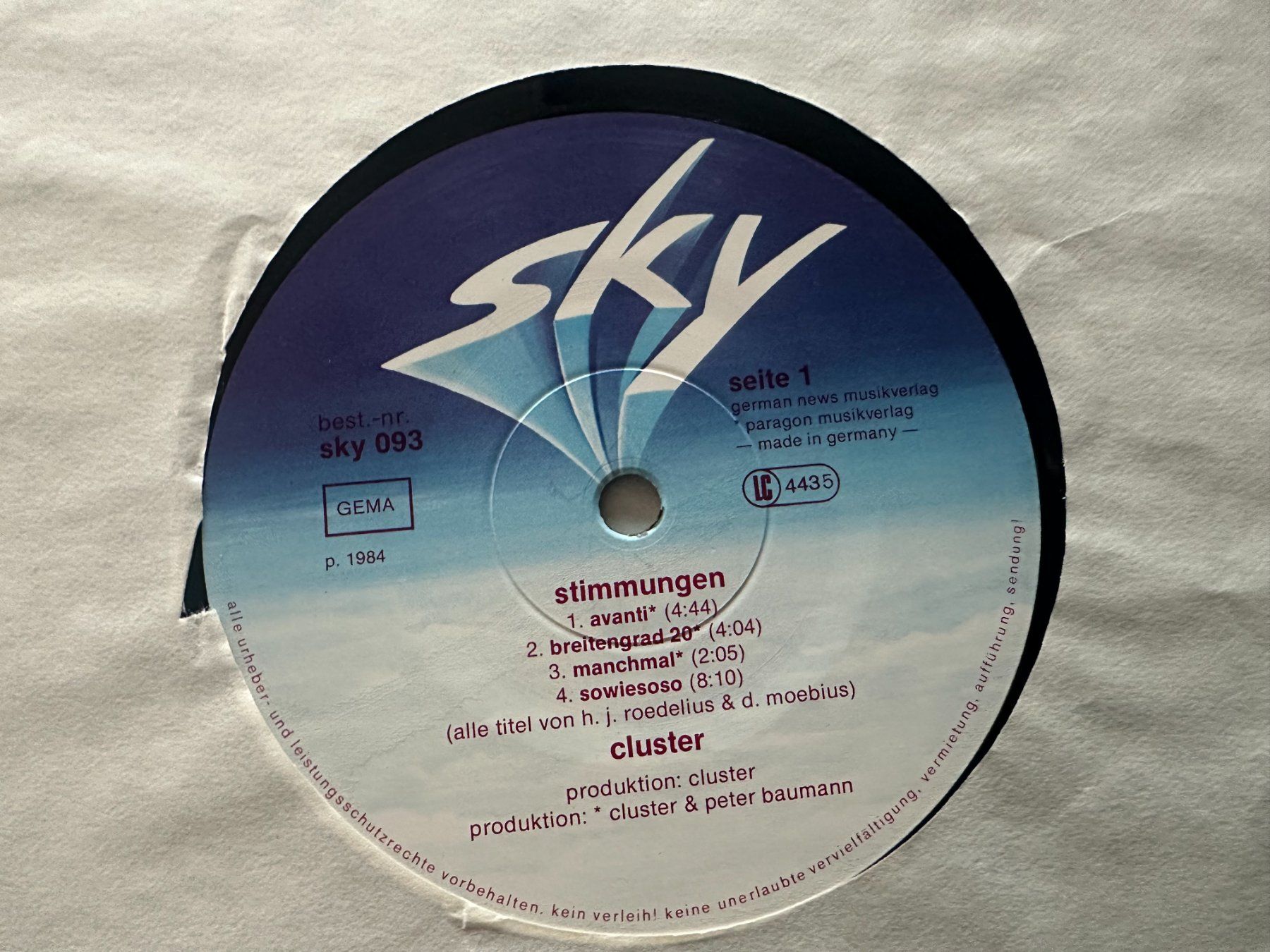 Dischi in vinile: CLUSTER LP STIMMUNGEN – Usato da Sion venduto da jaipur1401 3