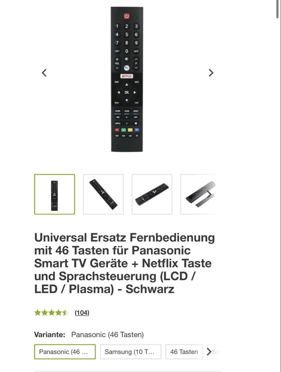 Panasonic Fernbedienungen: Panasonic Universal Fernbedienung – Neu und originalverpackt aus Biel/Bienne von milla_a