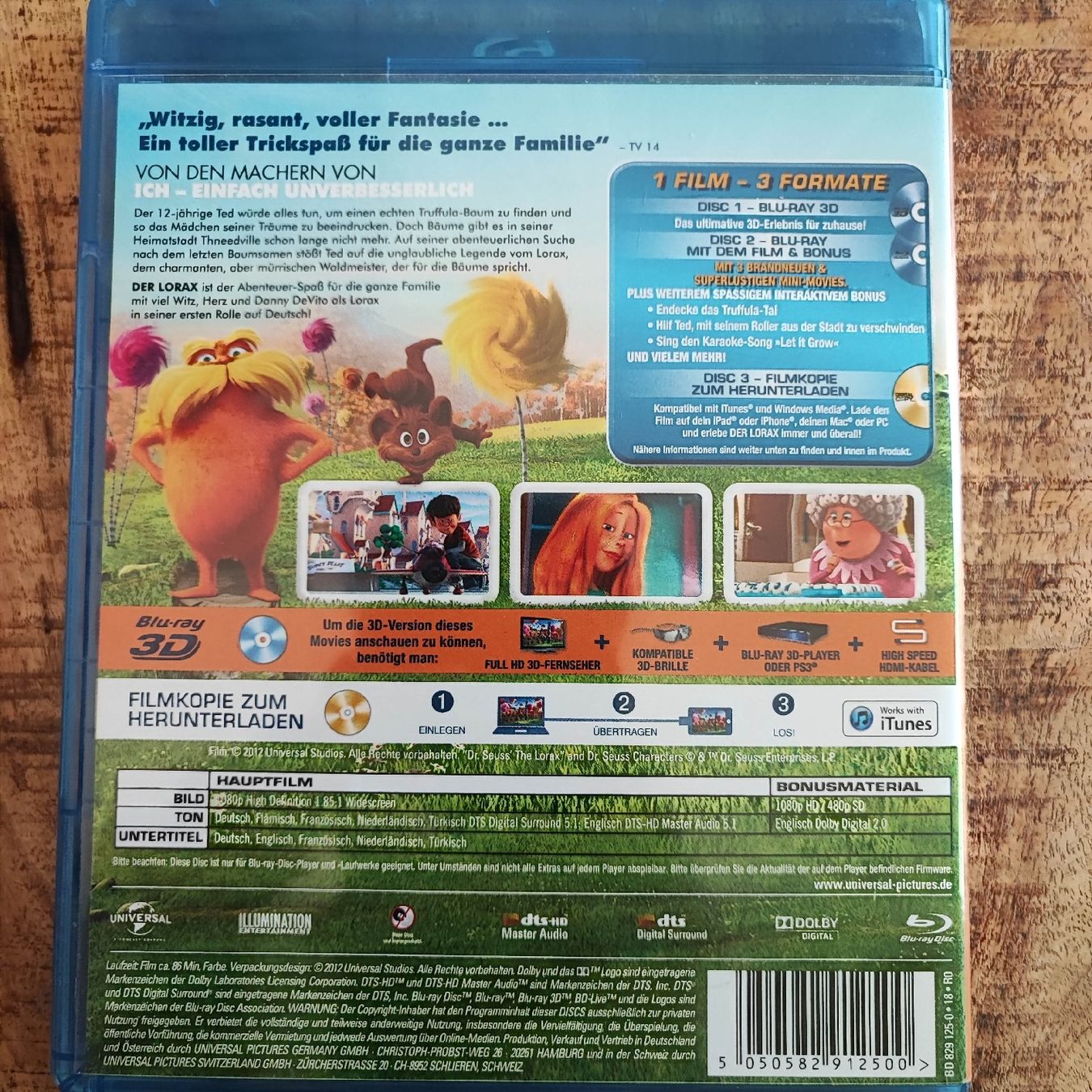Tutti i DVDs: Dr. Seuss' Der Lorax 3D Blu-ray + DVD – Usato da Dübendorf venduto da kb86_MOVIE 1
