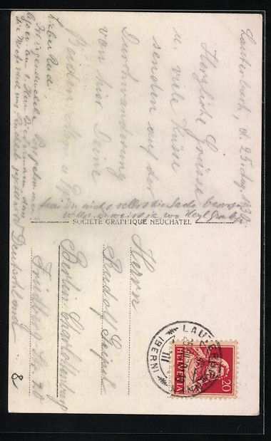 Cartoline postali: Lauterbrunnen, Ortspartie mit Staubbach, – Usato da Berlin venduto da bartko-reher 1