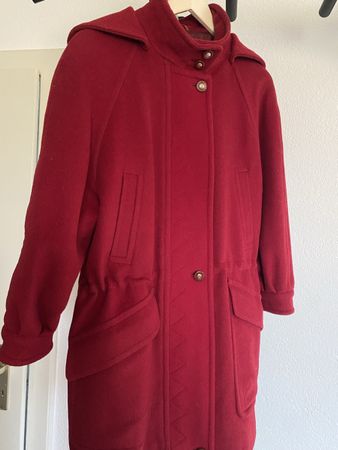 Manteau d'hiver rouge bordeaux CALW en cachemire, T 40