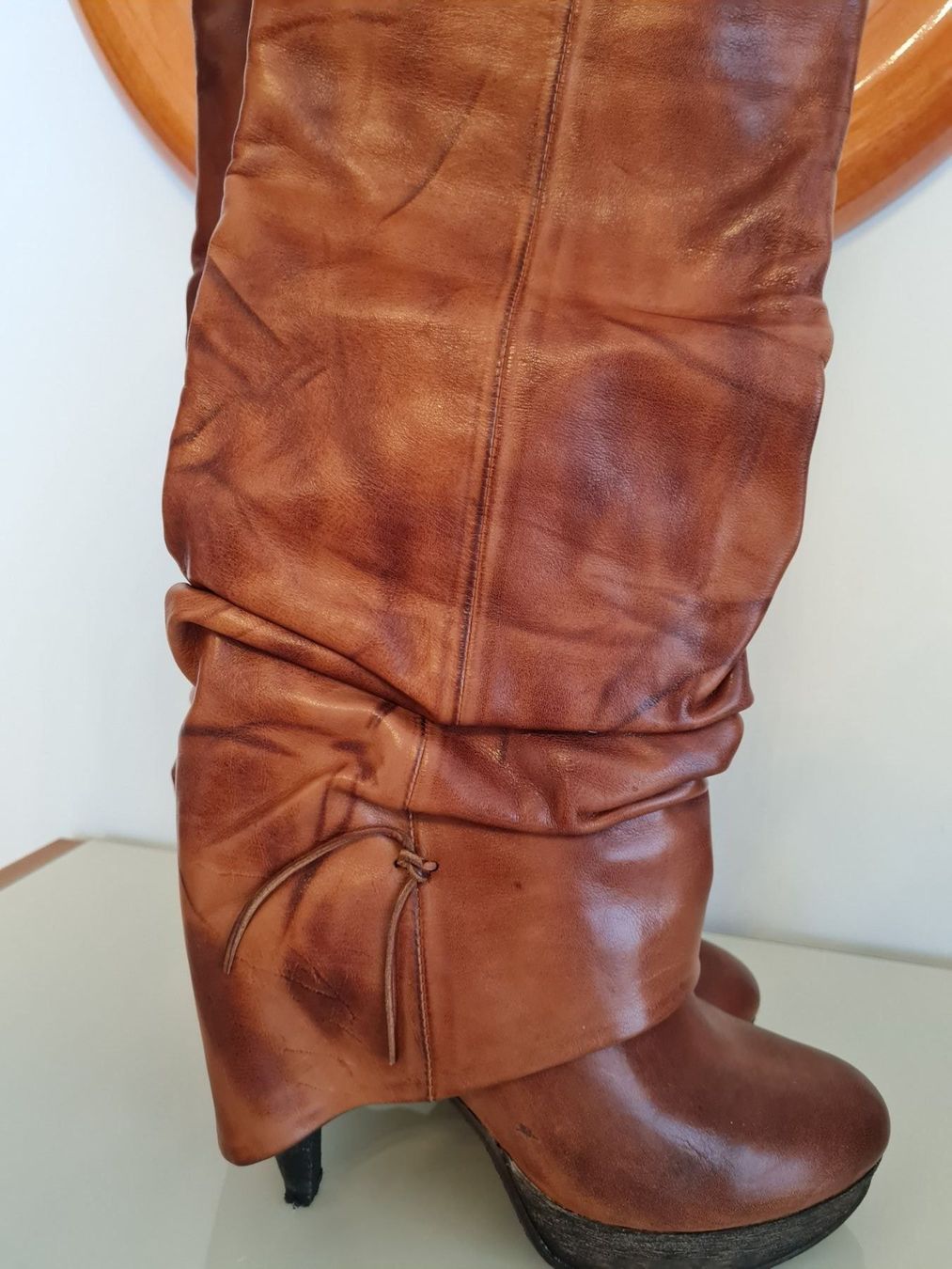 Scarpe da donna: DAMEN STIEFEL EXTRAVAGANT LEDER GR.40 FOLD-OVER BOOTS – Usato da Steg im Tösstal venduto da goldlionfree 6