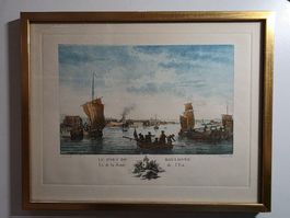 Bild Stich coloriert Radierung ? - Le Port de Boulogne