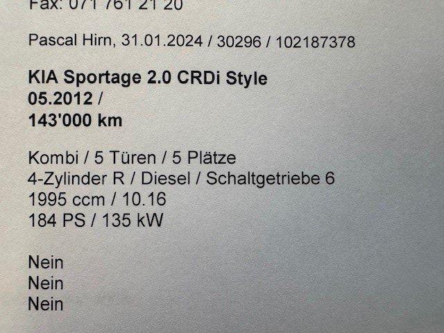 Kia Sportage Anhangelast