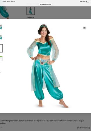 Jasmine from Aladdin costume New