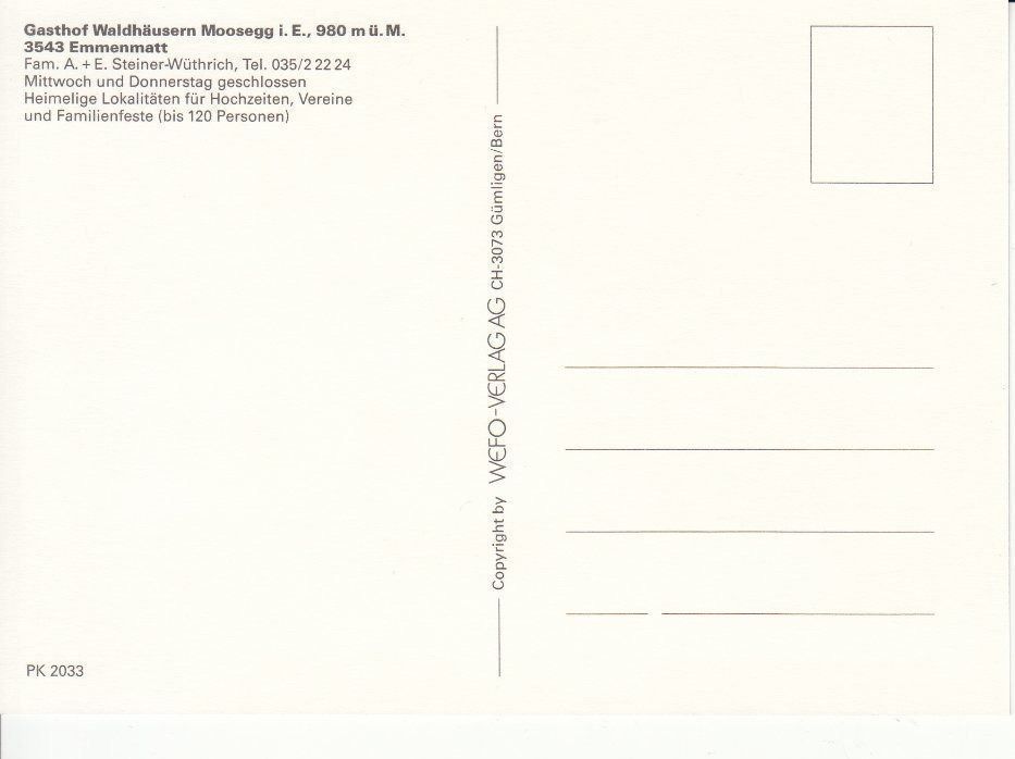 Cartoline postali: Emmenmatt Waldhäusern um 1995 – Usato da Bürglen TG venduto da StampGraf 1