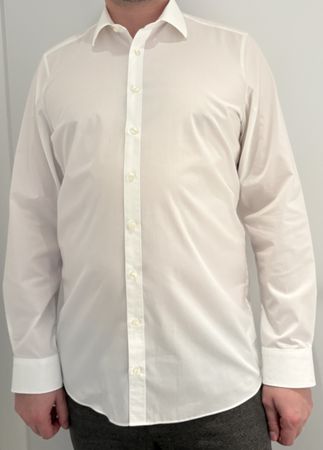 Hemd Olymp 43 Level 5 Five Body Fit Weiss Ivory Ext.lang.Arm