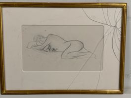 Aktskizze gerahmt Vintage Kunstwerk