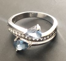 Silberring 💍 mit hellblauen Zirkonia