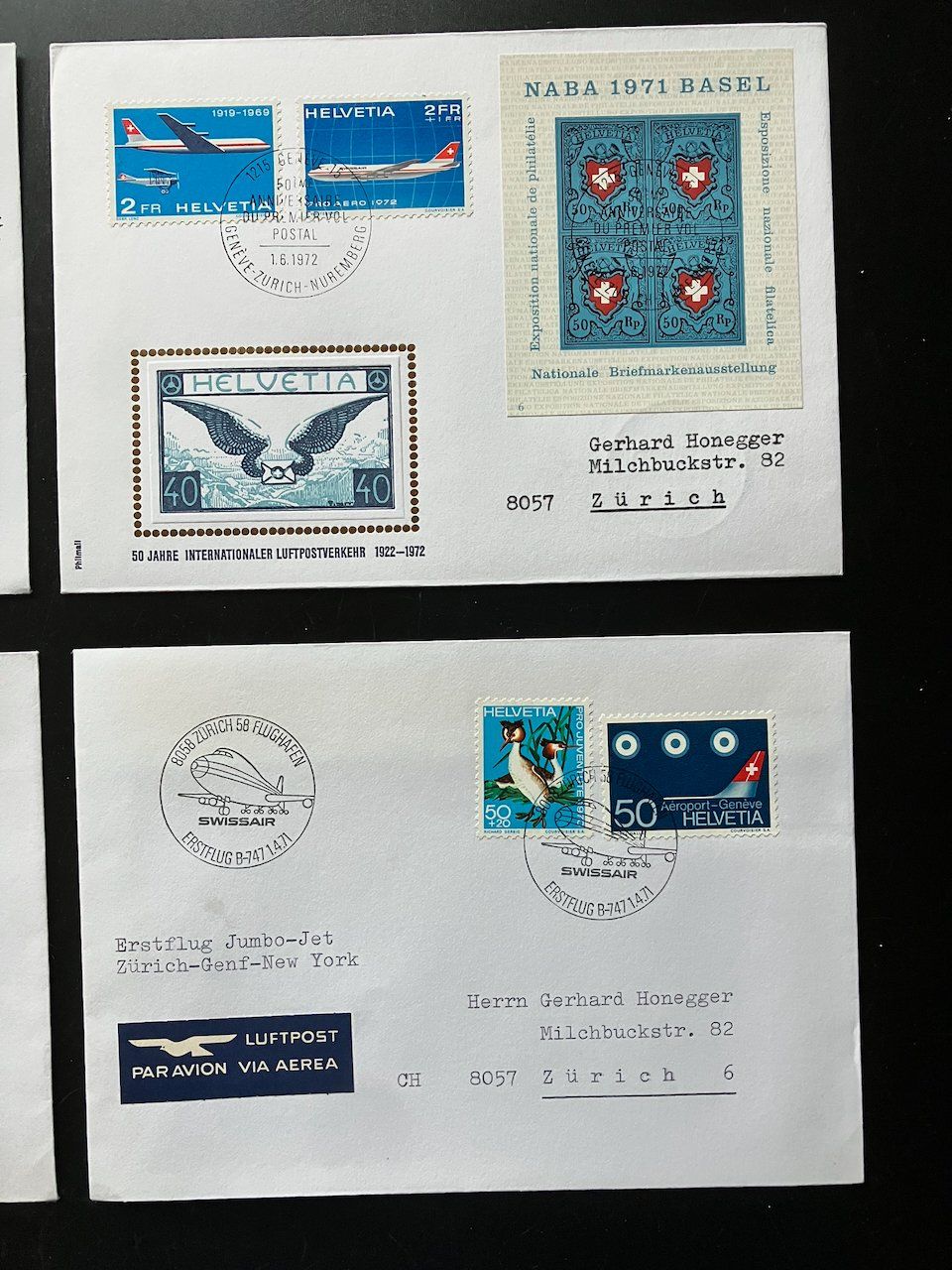 Alle Briefmarken: Flugpostbelege Schweiz 1969-81 – Gebraucht aus Nesslau von zueri6 3