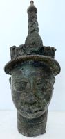 seltener alter Benin Bronze Kopf Skulptur Höhe 31 cm